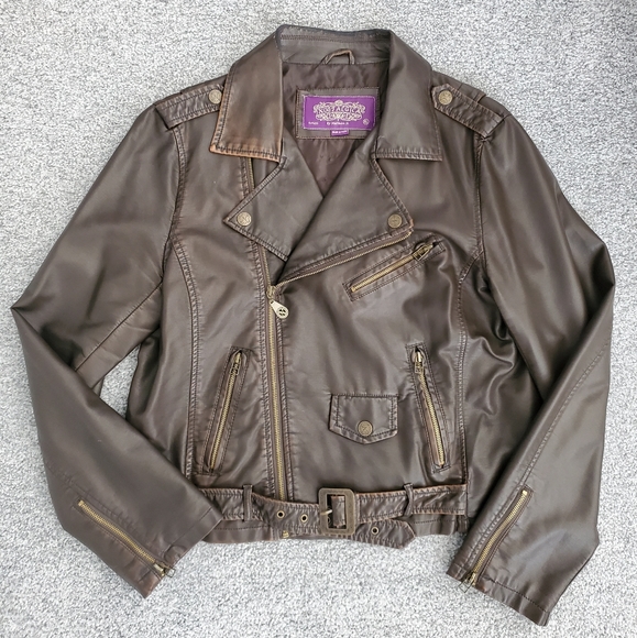 Nostalgica Jackets & Blazers - Brown Vegan Leather Bomber Jacket